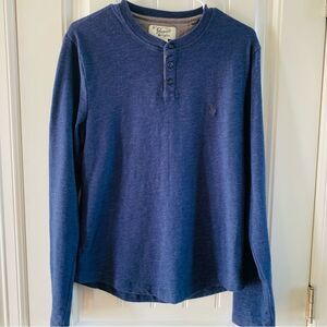 Original Penguin Mens Heather Blue Long Sleeve Henley Shirt | Small